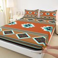 thumbnail image 5 of Manfei Southwestern Aztec Bed Sheets, Bohemian Rust Turquoise Fuul Size Sheets, Reversible 4-Piece1 Flat Sheet + 1 Fitted Sheet + 2 Pillowcases, 5 of 6