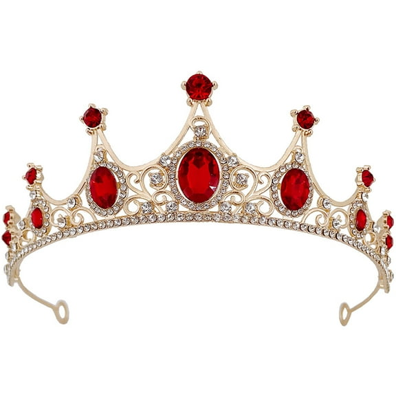 OFFIGAM Red Rhinestone Headdress Elegant Bridal for Wedding, Banquets, Proms, and Special Occasions
