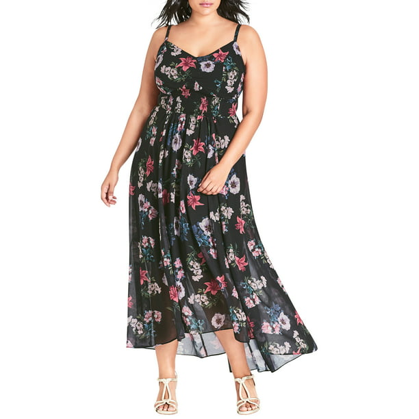 City Chic - Womens Lily Maxi Dress Plus Smocked Floral 24W - Walmart ...