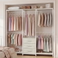 thumbnail image 2 of Homieasy 39.5'' - 65.5" W Closet System with Drawers and Hanging Rods, White Oak, 2 of 7