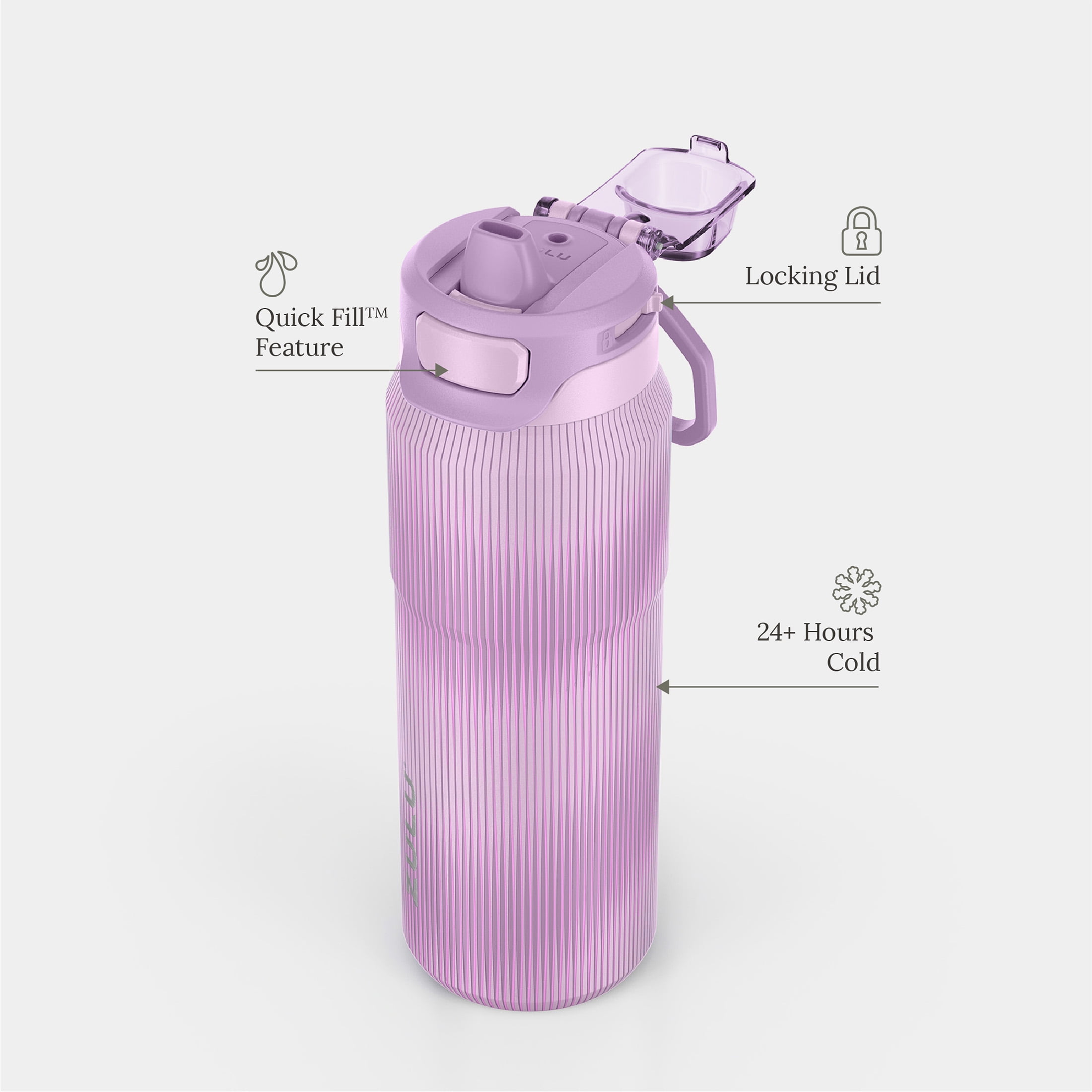 Zulu Powerfill 24oz Stainless Steel Water Bottle, Purple