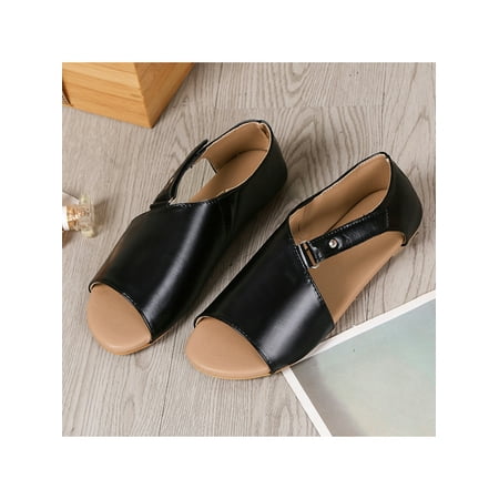 

Daeful Womens Lightweight Summer Ankle Strap Sandals Side Buckle Open Toe Peep Toe Flats Casual Sandals
