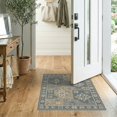 thumbnail image 2 of ODIKA 2'x3' Blue Sand Lagoon Geometric Patchwork Washable Accent Rug Traditional Ornate Floral Motifs With Intricate for Bedroom, Nursery, RV, Pet Friendly, Bedside Mat, 2 of 7