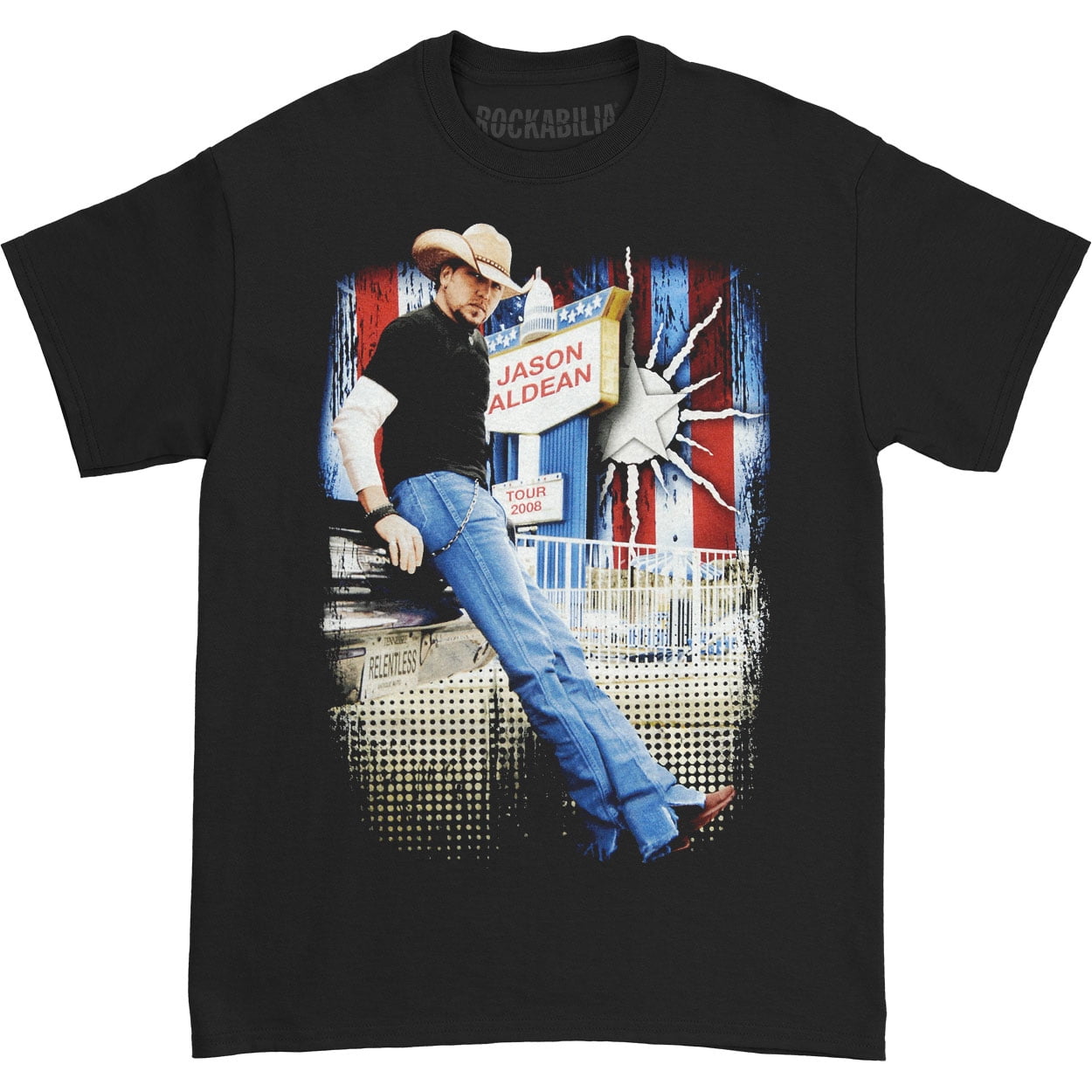 Jason Aldean Men's Standing Photo 2008 Tour Tshirt XLarge Black