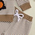 thumbnail image 5 of Futezty Toddler Boys Girls Cute Pumpkin Halloween Waffle Knit Tracksuit Set Striped Sweatshirt Jogger Pants Outfit Embroidery Fall Long Sleeve Casual Clothes 3M-3T, 5 of 6