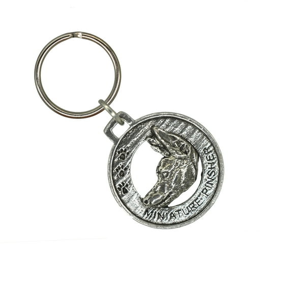 Miniature Pinscher Keychain, D124KC, 1 1/2 Inch, Dog Breed, Small, Metal, Pet, Gift, Handmade in the USA, Assorted Dog Breed Designs Available, 100% American Made