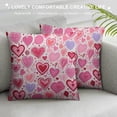 thumbnail image 3 of Heduofu Valentine's Day Decorative Soft Throw Pillowcase Covers Pink Love Heart Flowers Leaves Square Cushion Case for Couch Auto Bedroom White, 3 of 5