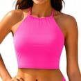 thumbnail image 5 of Women's Bikini Top Tummy Control V Neck Bathing Suit Top Swimwear Top No Bottom Included,Hot Pink,M, 5 of 6