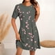thumbnail image 2 of Vestido Corto para las Mujeres Cuello Redondo Manga Corta Impresa Suéter, Moda Casual Estilo Línea, 2 of 5