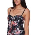 thumbnail image 2 of Bar III Women's Floral Print Tankini Top Swimsuit Black Size Large, 2 of 3