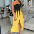 thumbnail image 2 of Clothes under $5 asdoklhq Womens Plus Size Clearance Dresses,Women's Summer Print Strapless Long Dress Beach Split Dress Party Club Dress, 2 of 5