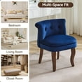 thumbnail image 6 of Velvet Vanity Chair with Back, Tufted Upholstered Vanity Stool with Solid Wood Legs, Mid Century Small Makeup Chair for Vanity, Accent Chair for Bedroom, Living Room, Navy, 6 of 6