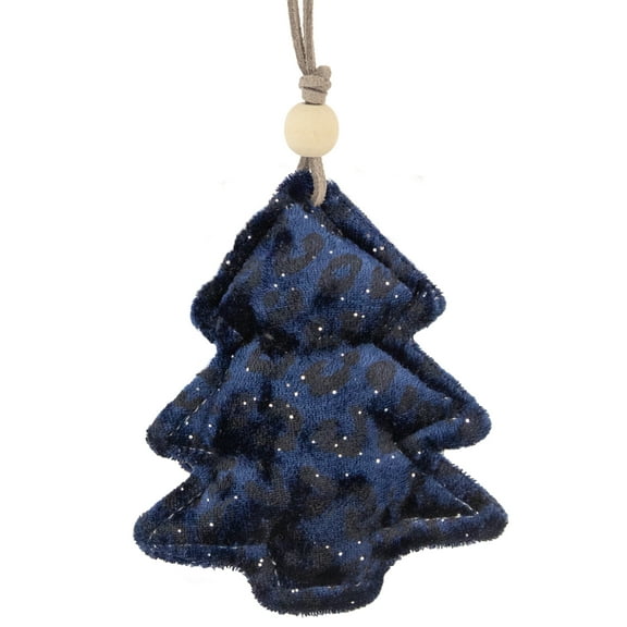 Northlight Cheetah Print Velvet Tree Christmas Ornament - 4" - Blue and Black