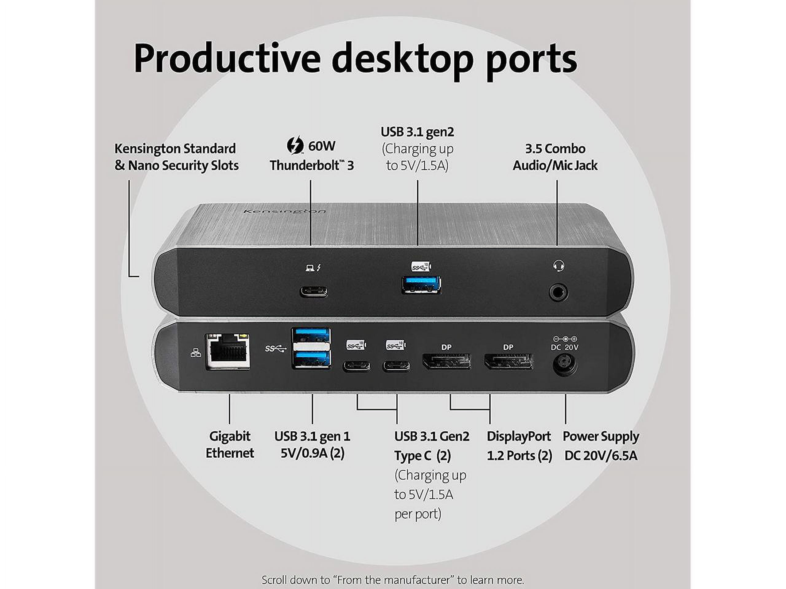 Kensington SD5500T and SD5550T Thunderbolt 3 and USB-C Dual 4K Hybrid Docking Station