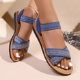 thumbnail image 5 of Beach Sandals For Women Glitter Criss-Cross Strap Elastic Ankle Back Open Toe Summer Casual Non-Slip Vacation Shoes (6.5, Navy), 5 of 9