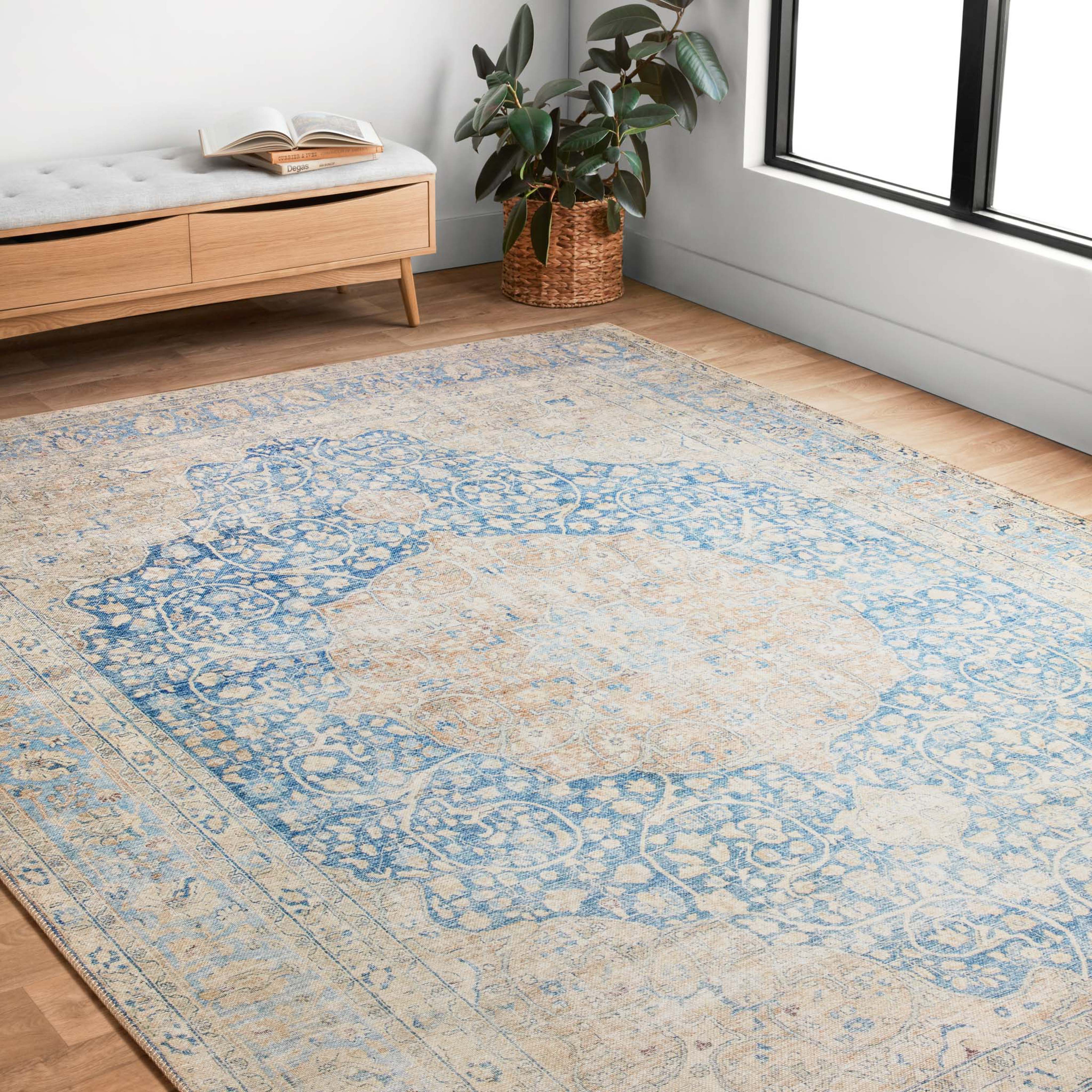 Echo Loom Anabella Blue / Tangerine 2'-6" x 9'-6" Runner Rug