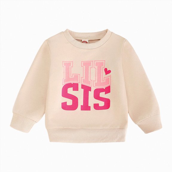 Wonitaaizi Girl Sweatshirt Toddler Crewneck Pullover Tops Big Sister Gift Shirt Top (6-12 Months,Khaki)