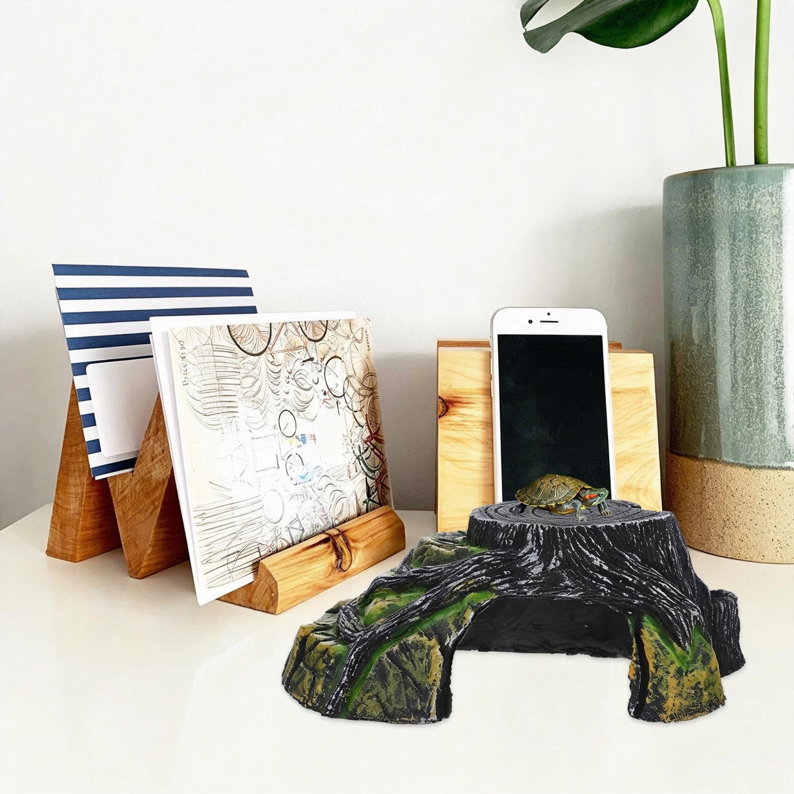NICEXMAS Resin Tortoise Basking Platform Accessory for Turtle Tanks, Wear-Resistant Decorative Reptile Habitat