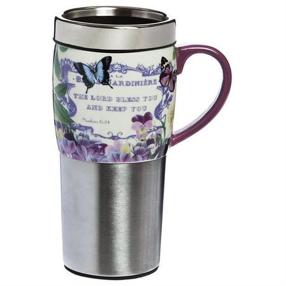 Stainless Steel/Ceramic Latte Cup , Bufferfly and floral