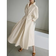 ZANZEA Women Buttons Long Sleeve Dress High Waist Casual Long Shirt Dress