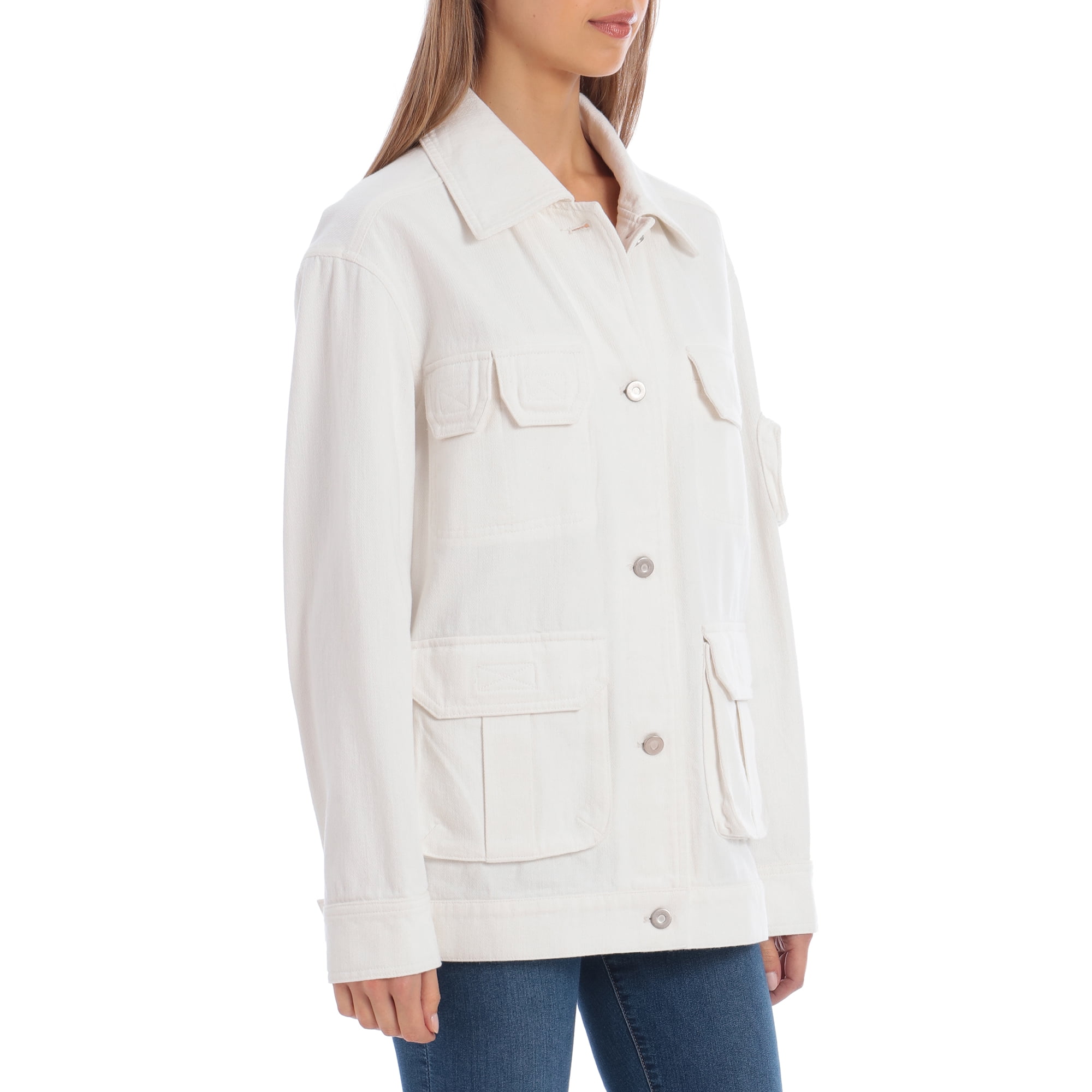 Bagatelle Women's White Oversized Trucker Jacket