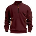 thumbnail image 5 of ZCFZJW Mens Quarter Zip Fashion Sweatshirts Casual Fall Long Sleeve Mock Neck Pullover Golf Polo Sweater Fishing Cargo Sports Hoodless Shirts with Pockets Wine M, 5 of 5