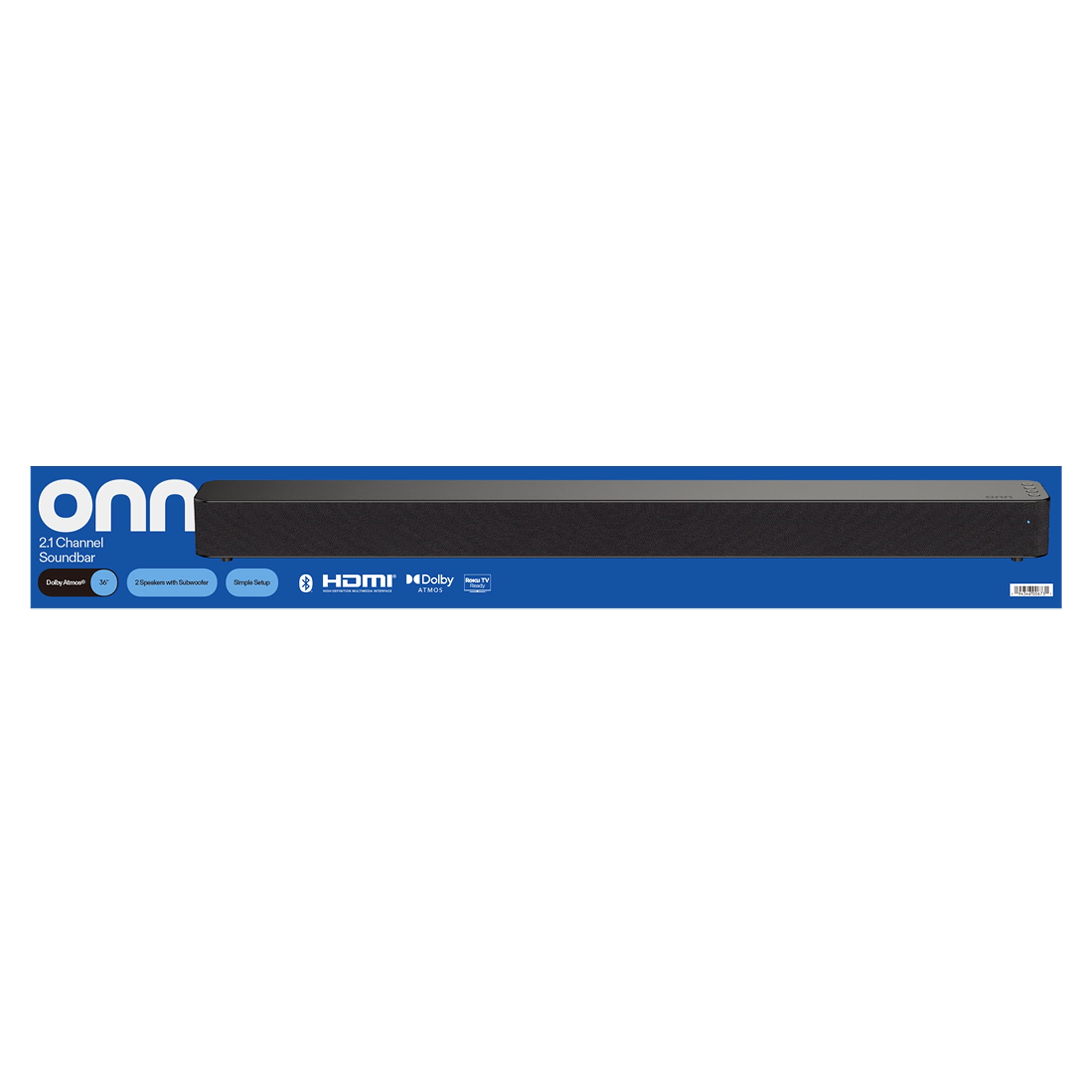 onn Bluetooth 2.1 Channel Soundbar with Dolby Atmos, 36", Black