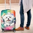 thumbnail image 4 of Funny Watercolor Adorable Maltese Peeking Through Torn Paper Effect Travel Luggage Cover Maltese Dog Lover Gifts Idea Suitcase Dust Protective Decor - 00026, 4 of 5