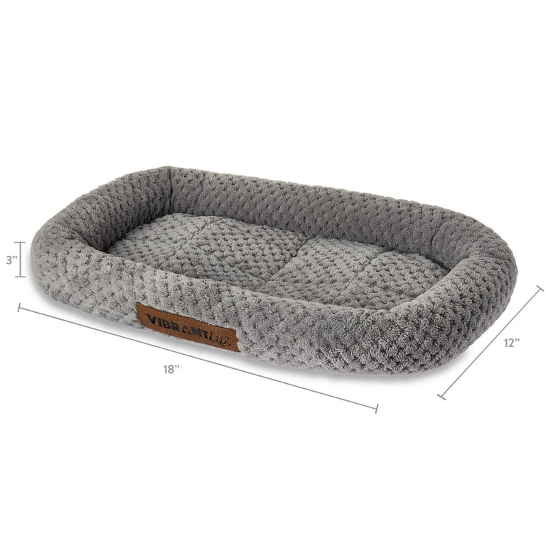 Vibrant Life Small Cozy Luxe Crate Mat Pet Bed, Gray 