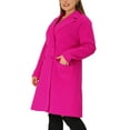 thumbnail image 4 of Unique Bargains Women's Plus Notched Lapel Double Breasted Long Coat Hot Pink 1X, 4 of 6