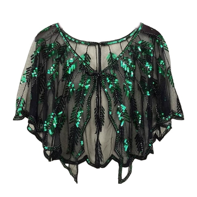 Shengyu Châle en Polyester à Sequins Années 1920 pour Femmes Châle en Maille Ample Cape Châle Robe Accessoires pour Femmes
