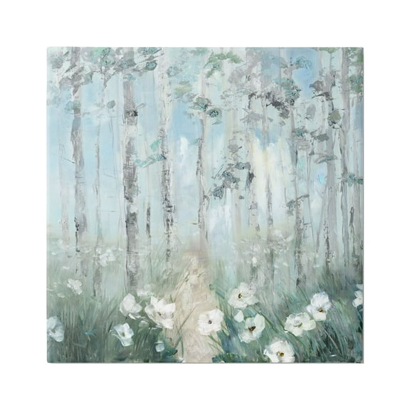 Stupell Industries White Flowers Blooming Forest Birch Trees Scenery Painting Gallery Wrapped Canvas Print Wall Art, Design by Sally Swatland