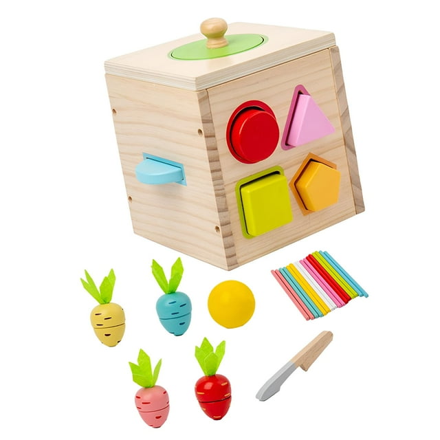 Tachiuwa Cube d'Activités pour Bébé, Cube de Tri des Formes, Boîte à Jouets pour Jeu, Activité de Coordination