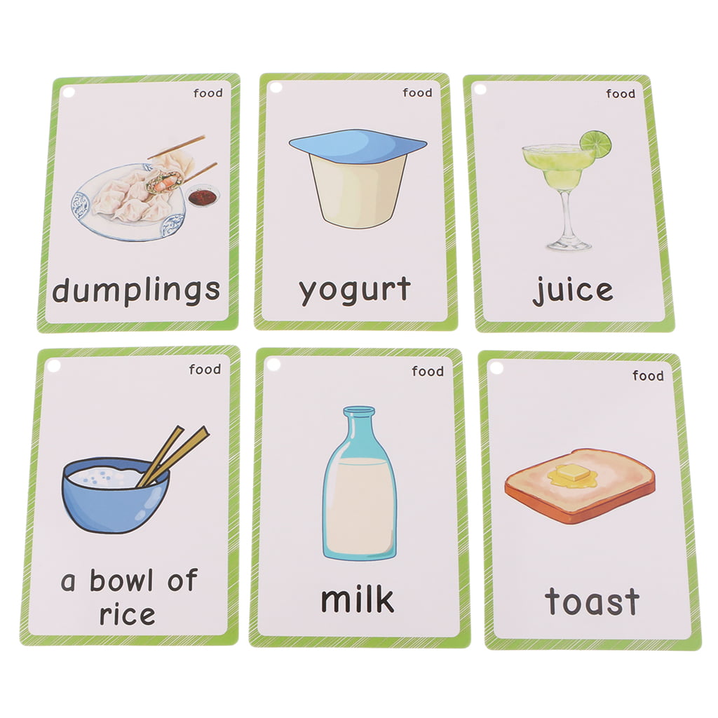35Pcs Kids English Sight/Picture Word Flash Cards About Food 