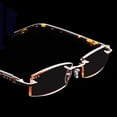 thumbnail image 5 of Men Business Gold Reading Glasses 3.00, Rimless Brown Lenses Tortoiseshell Temple Anti Blue Light Rectangular Readers +3.00 Strength, 5 of 6