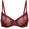 thumbnail image 7 of Women's Balconette Lace Bra See Through Demi Sheer Mesh Plus Size Underwire, 7 of 7