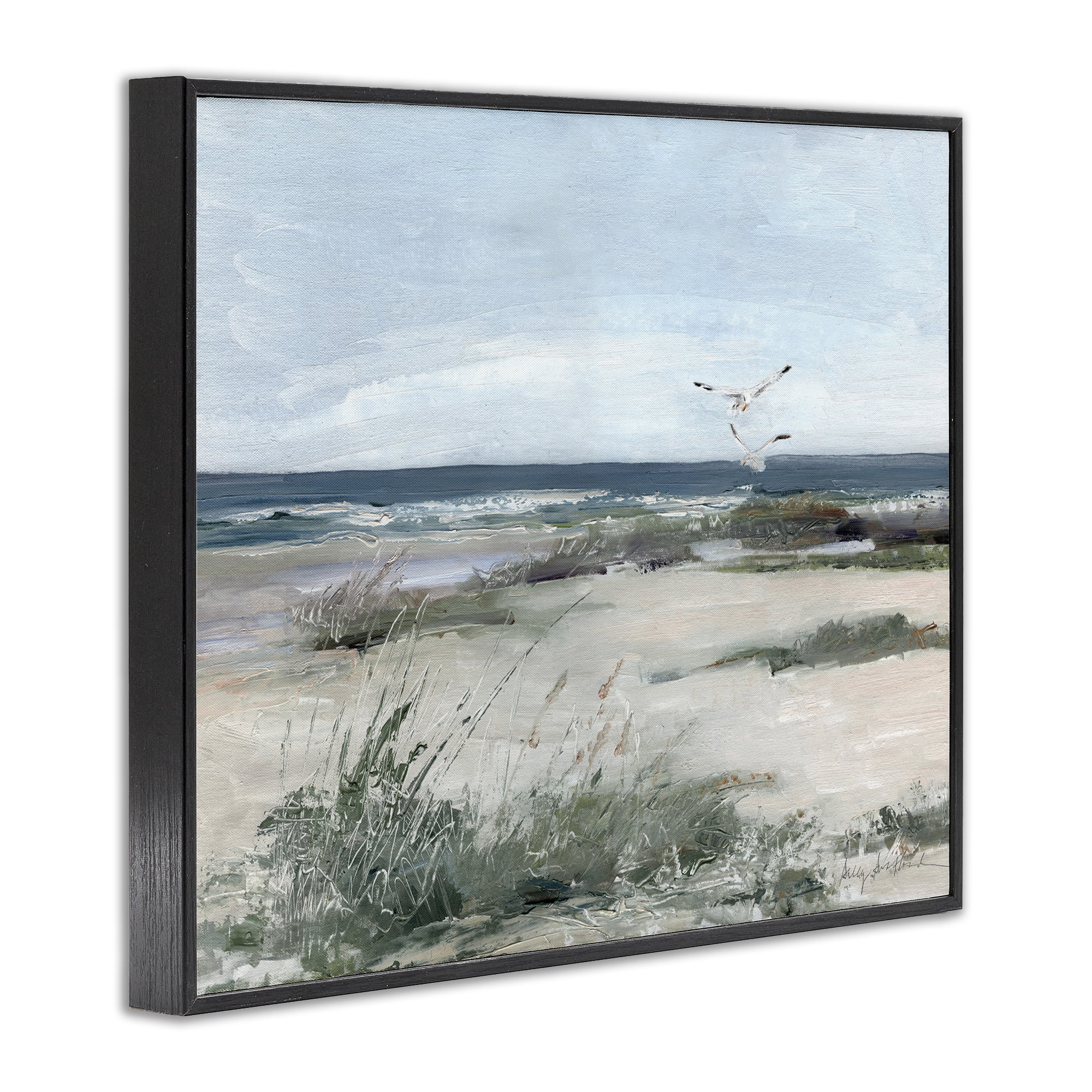 Stupell Industries Seagull Pair over Waves Black Framed Giclee Art, design by Sally Swatland