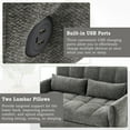 thumbnail image 5 of NEW Convertible Loveseat Sofa Bed with Adjustable Backrest – 52.8 Inch Grey Chenille Sofa, Three USB Ports & Tufted Design, Built-In Lumbar Pillows for Compact Living Room, 5 of 7