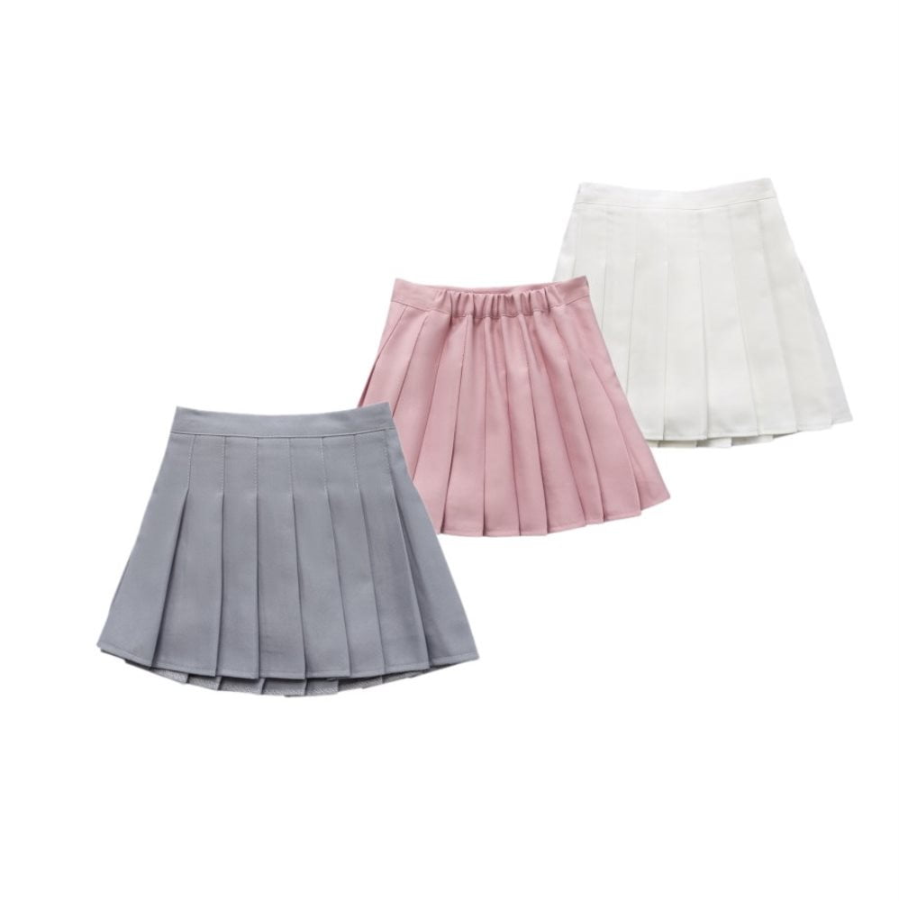 3 Packs Girls Solid Pleated Skirts with Shorts Lining, Uccdo 3-11Y ...