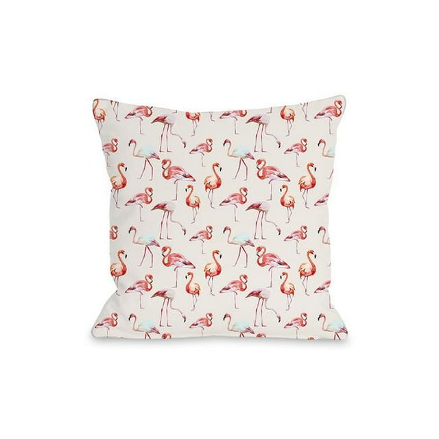 Bella Casa 74498PL16O Un 16 x 16 Po Flamant Rose Partie Oreiller Extérieur