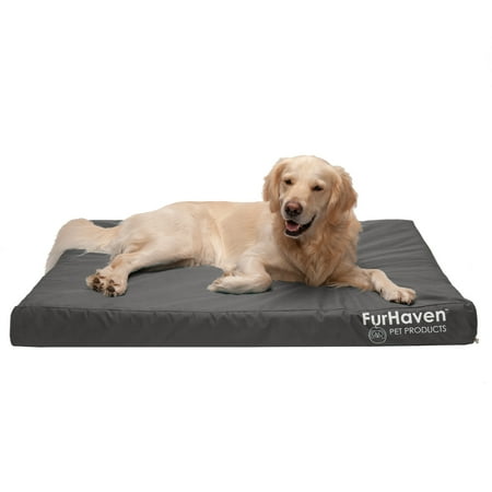 UPC: 0842229125467 | FurHaven Pet Products Indoor/Outdoor Oxford Deluxe Full Support Pet Bed for Dogs & Cats – Stone Gray Jumbo