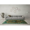 thumbnail image 3 of Ahgly Company Machine Washable Indoor Square Persian Turquoise Blue Traditional Area Rugs, 3' Square, 3 of 4