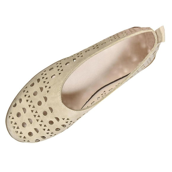 Beige Flat Shoes For Women Solid Color Openwork Loafers Low Heel Comfortable Moccasins Slip On Flats Spring Summer Everyday Wear Size 39