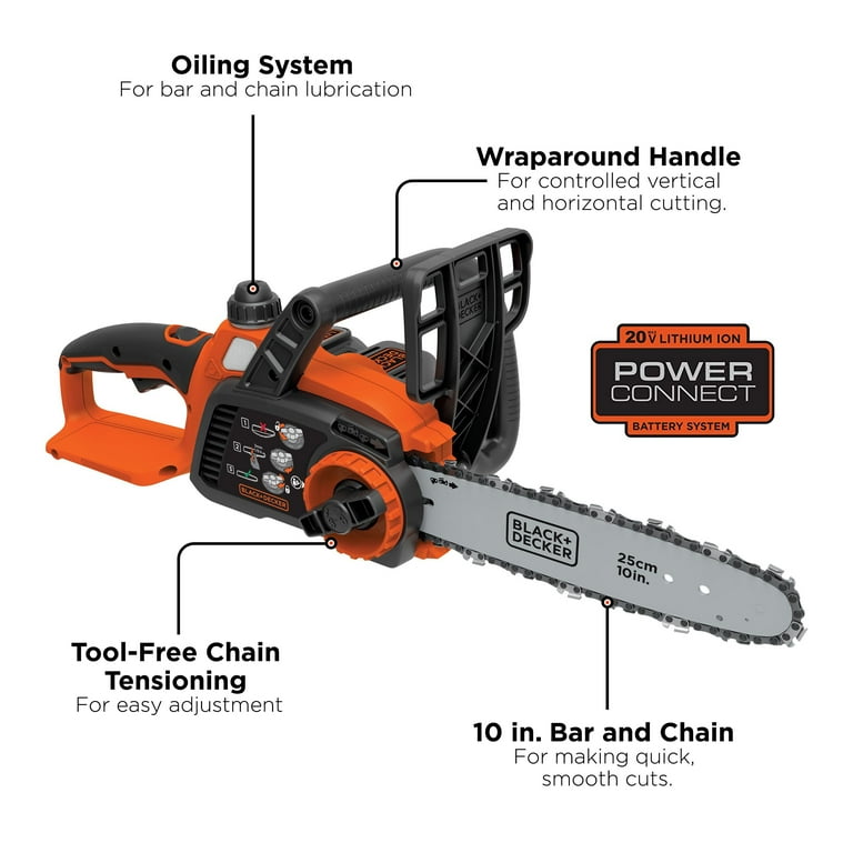 BLACK DECKER 20V MAX Cordless Chainsaw 10 Inch Tool Only LCS1020B