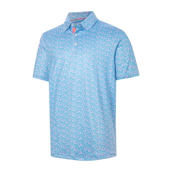 XIAONU Men's Floral All Over Print Polo Shirt Short Sleeve Turn Down Collar Button Up Polo Breathable Preppy Golf Polos