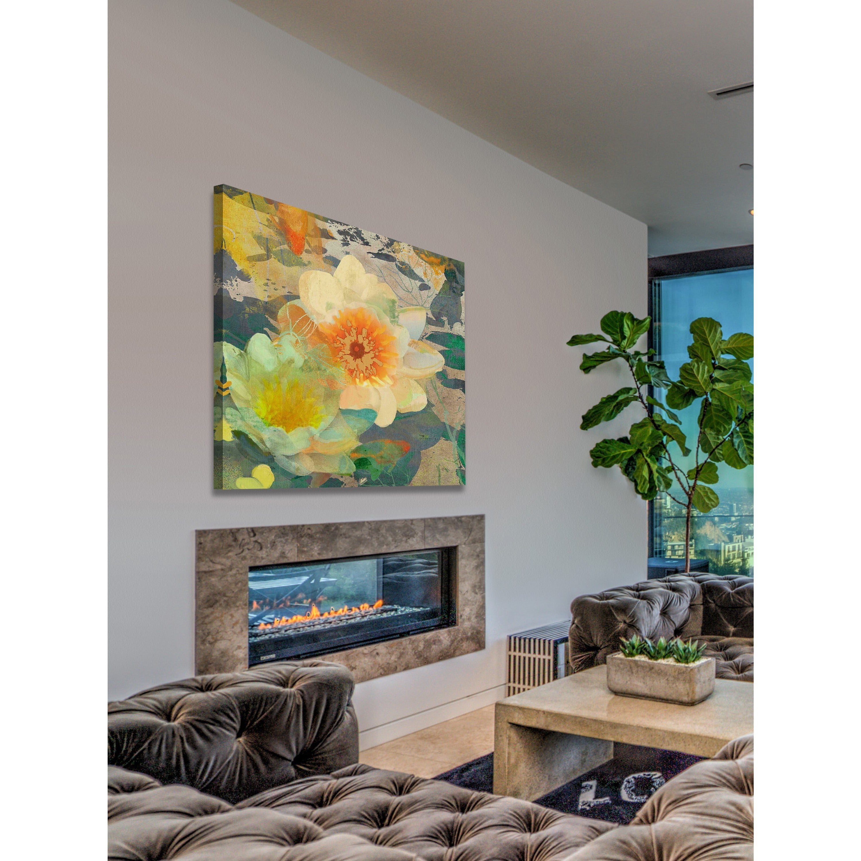 "Lilies under a Bridge" Painting Print on Wrapped Canvas