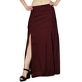 thumbnail image 4 of Bimba Women Long Rayon Maxi Skirt With Front Slits - Maroon, 4 of 6