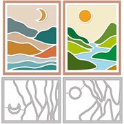 2Pcs Bohemian Background Frame Cutting Dies Metal Abstract Landscape Cover Die Cuts Embossing Stencils Template