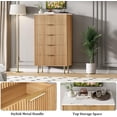 thumbnail image 5 of EastVita 5 Drawer Dresser - White Dresser for Bedroom - 47.9inch Tall Dressers Chest of Drawers - Wood Tall Dressers with Metal Handle for Closet/Living Room/Entryway - Natural, 5 of 7
