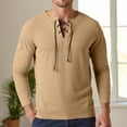 thumbnail image 2 of Men's Gothic Long Sleeve Shirt Retro Lace Up Casual Party Top with Chest Tie Detail for Spring Summer Fall, 2 of 5